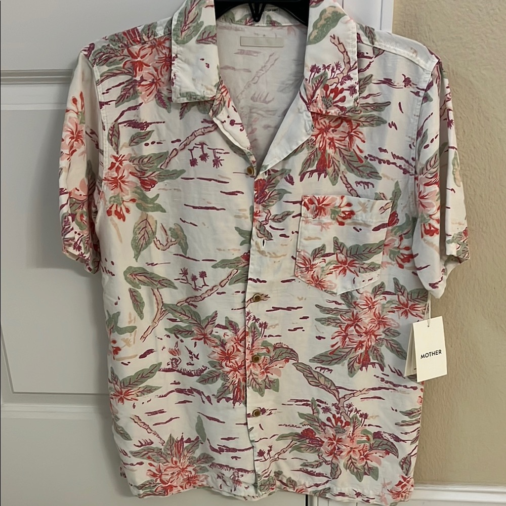 NWT Mother “The Islander” Aloha Tropical Linen Blend Shirt